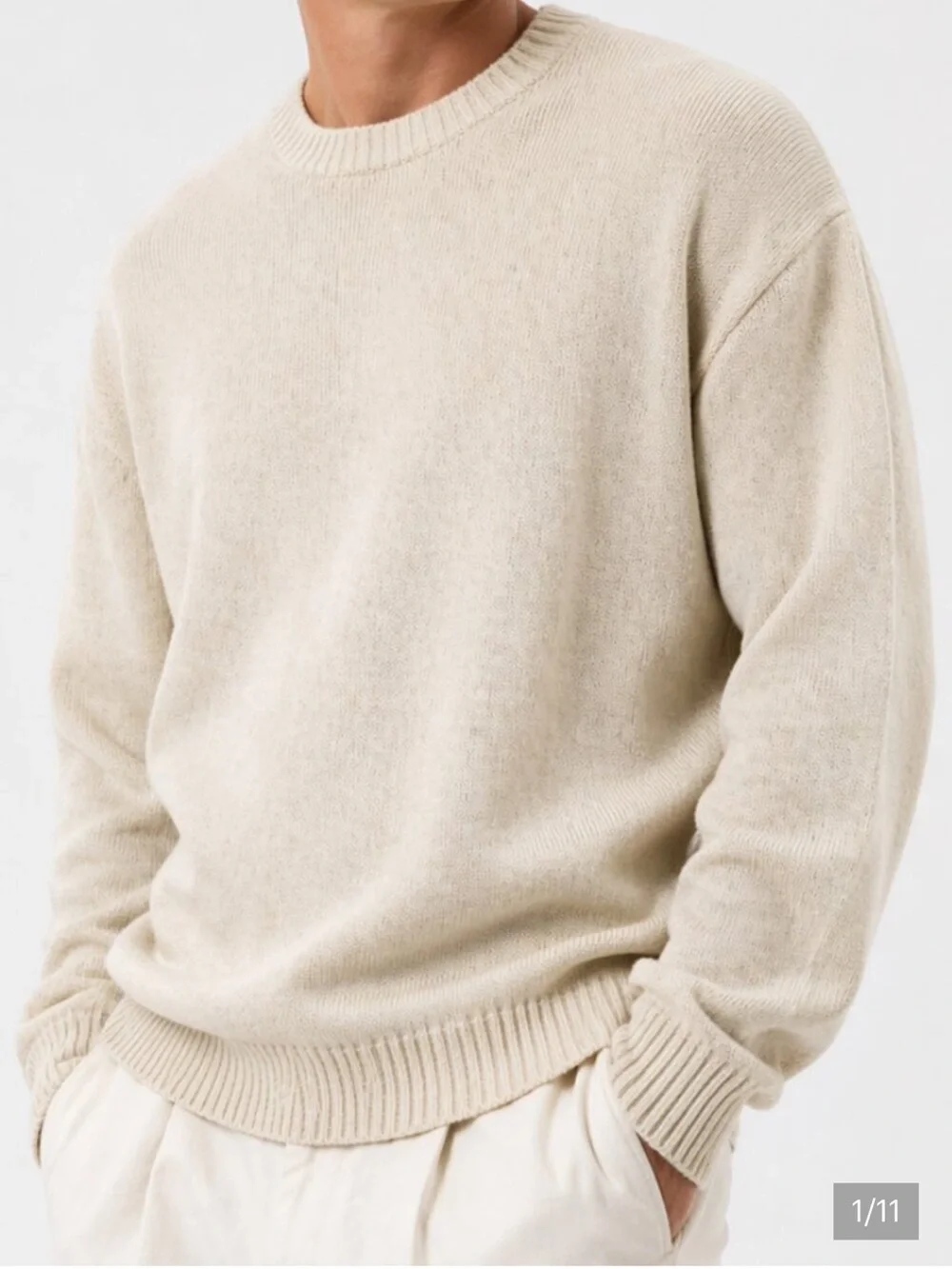 Vintage ROBERT BRUCE Ivory Cream Wool CrewNeck Sweater Large ( fits like medium)